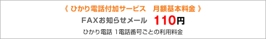 ひかり電話付加サービス 月額基本料金 FAXお知らせメール 100円