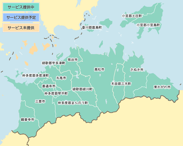 フレッツ光ネクストサービス提供エリア 香川県 地図