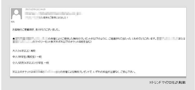 当選メールの例