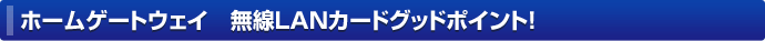 ホームゲートウェイ 無線LANカードグッドポイント!