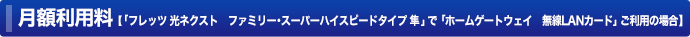 月額利用料 【「フレッツ 光ネクスト ファミリー・ハイスピードタイプ」で「ホームゲートウェイ 無線LANカード」ご利用の場合】