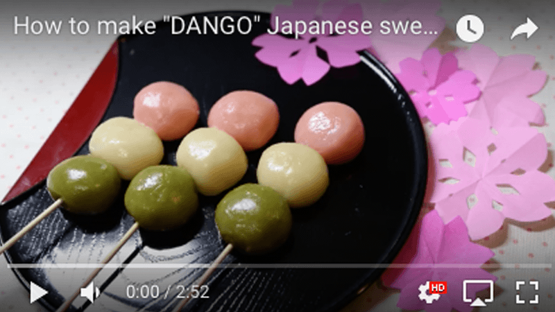 写真：YouTube動画キャプチャ おいしい団子の作り方（三色だんご）