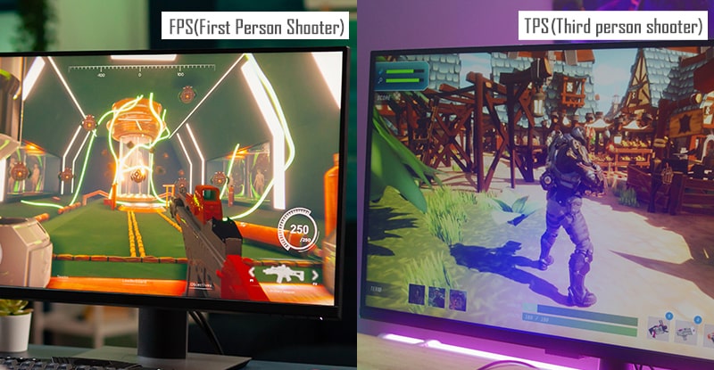 FPS（First Person Shooter）とTPS（Third person shooter）比較イメージ