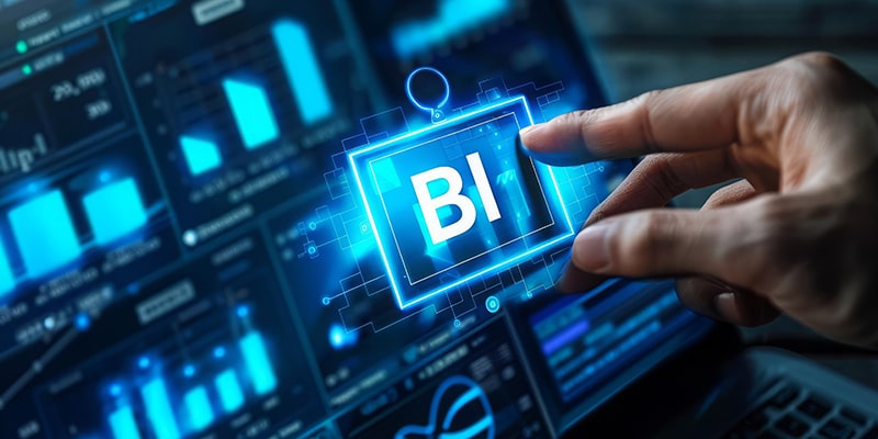 BIというディスプレイを指さしているイメージ