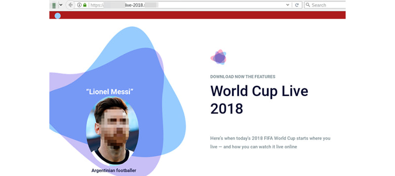 画像：サッカー選手を紹介するWebサイトから配信されていた正規アプリに偽装した不正アプリのダウンロードサイト