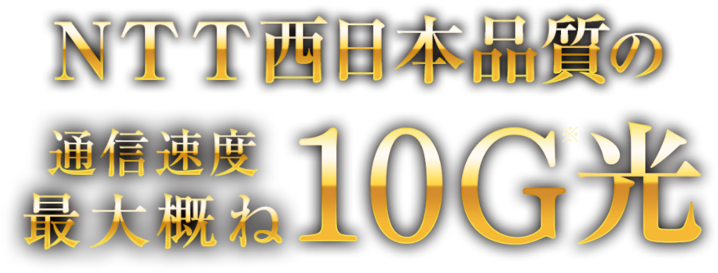 NTT西日本品質の通信速度最大概ね10G光