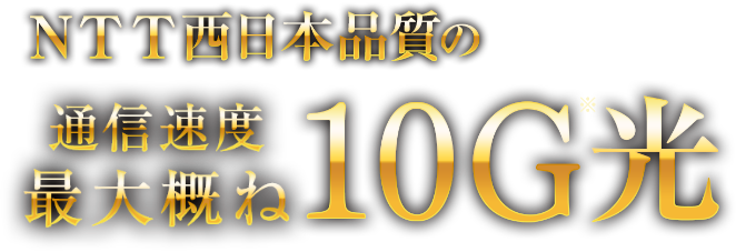 NTT西日本品質の通信速度最大概ね10G光