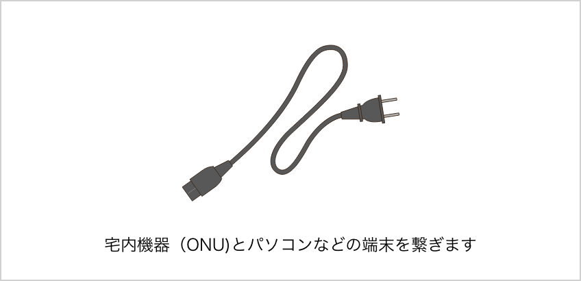 宅内機器（ONU)とパソコンなどの端末を繋ぎます