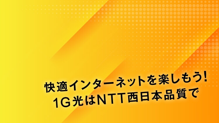 快適インターネットを楽しもう！1G光はNTT西日本品質で