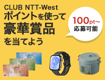 プレミアム抽選 CLUB NTT-Westポイントを使って豪華賞品を当てよう 100pt～応募可能