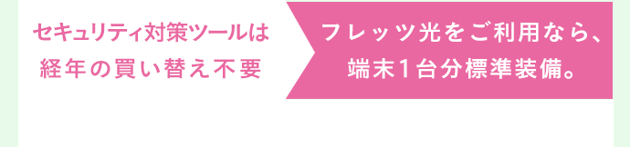 セキュリティ対策ツールは経年の買い替え不要 フレッツ光をご利用なら、端末1台分標準装備。
