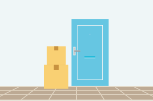 宅配ボックスが無いため、廊下が荷物置き場になる